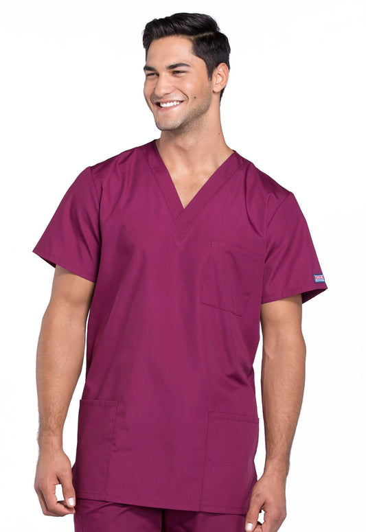 Unisex Traditional Fit V-Neck 3-Pocket Top (4876)
