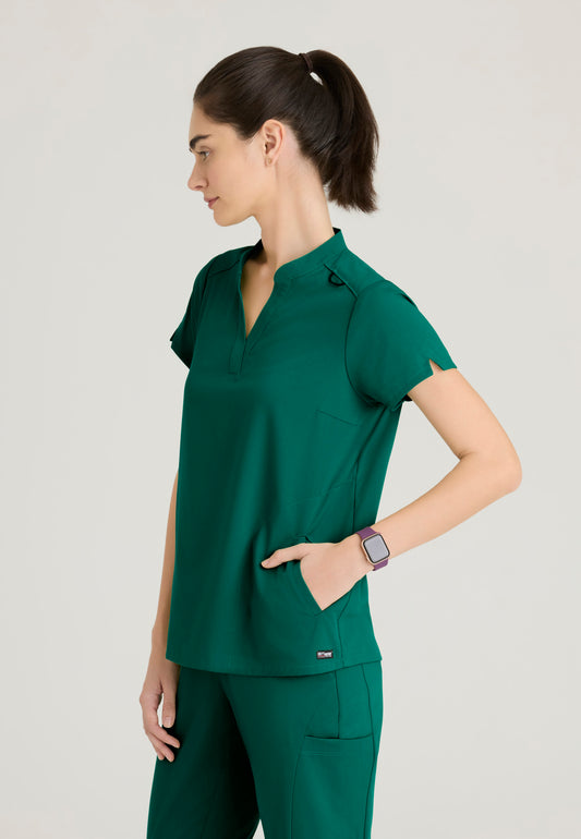 Women's 2 Pocket Banded Collar Top (GRST230)
