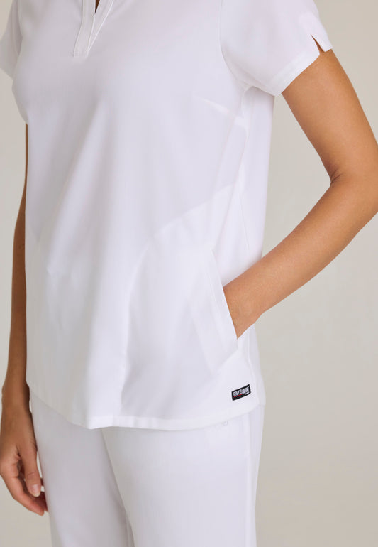 GRST230 Women's Avery 2-Pocket Banded Collar Top