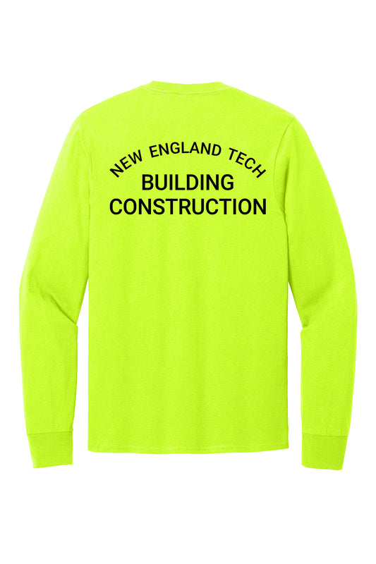 NEIT Building Construction Adult Core Cotton Safety Green Long Sleeve Tee