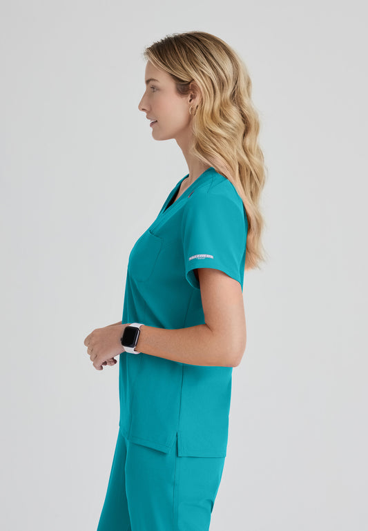 Women's Dignity Single Pocket V-Neck Tuck In Top (SKT147)