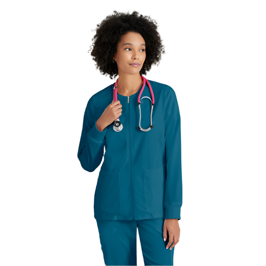 Women's Gianna 5-Pocket Crewneck Scrub Jacket GRSW873