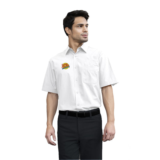 Men's Essential Broadcloth Short-Sleeve Shirt w/ Johnny Rockets Logo