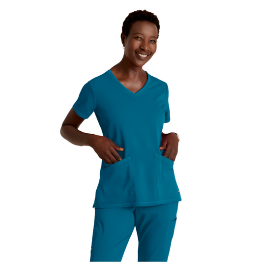 Women's Serena 3-Pocket Curved V-Neck Antimicrobial Scrub Top GRST045