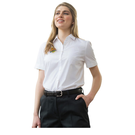 Women's Essential Broadcloth Short-Sleeve Shirt w/ Johnny Rockets Logo