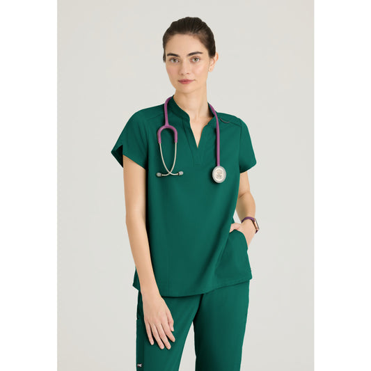 Women's 2 Pocket Banded Collar Top (GRST230)