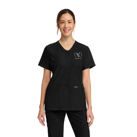 Women's 2-Pocket Snap-Front Top with logo