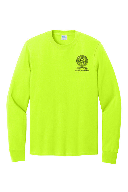 NEIT Building Construction Adult Core Cotton Safety Green Long Sleeve Tee