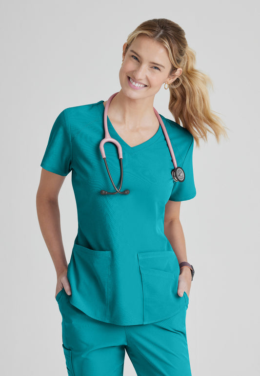 Women's Breeze 3-Pocket Curved V-Neck Top (SK101)