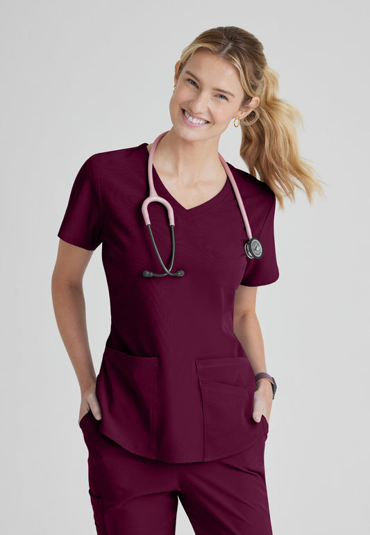 Women's Breeze 3-Pocket Curved V-Neck Top (SK101)