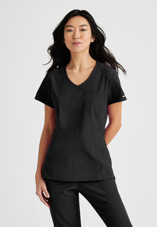 Women's Dignity Single Pocket V-Neck Tuck In Top (SKT147)