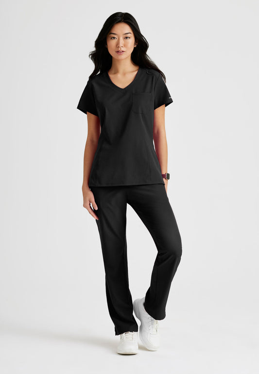 Women's Dignity Single Pocket V-Neck Tuck In Top (SKT147)