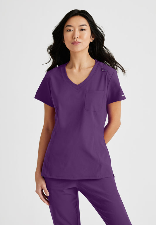 Women's Dignity Single Pocket V-Neck Tuck In Top (SKT147)