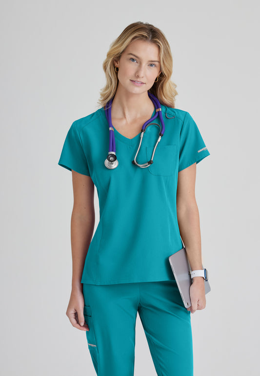 Women's Dignity Single Pocket V-Neck Tuck In Top (SKT147)