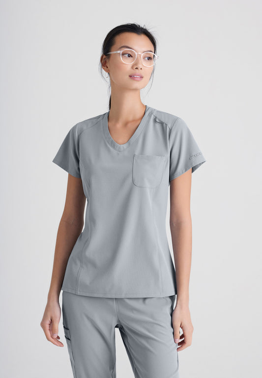 Women's Dignity Single Pocket V-Neck Tuck In Top (SKT147)