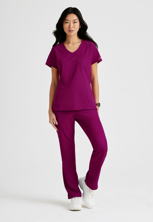 Women's Dignity Single Pocket V-Neck Tuck In Top (SKT147)