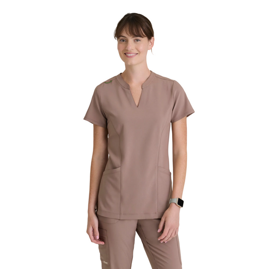 Sky 2-Pocket Banded Notched Neck Top (GSST298)