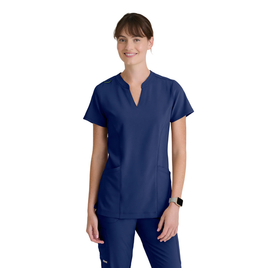 Sky 2-Pocket Banded Notched Neck Top (GSST298)