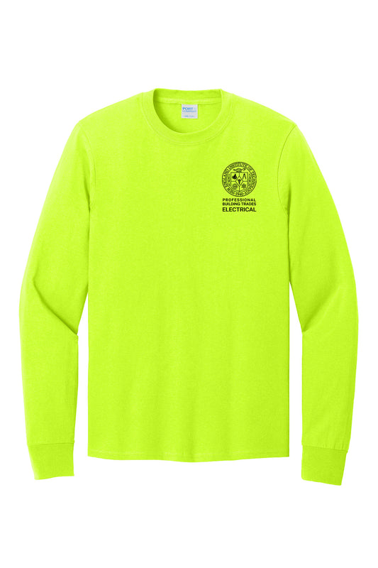 NEIT Electrical Adult Core Cotton Safety Green Long Sleeve Tee