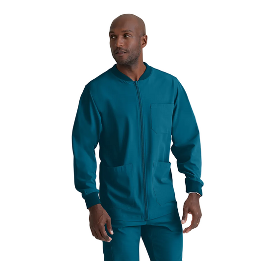 Men's Structure 3-Pocket Crewneck Warmup Scrub Jacket (SK0408)